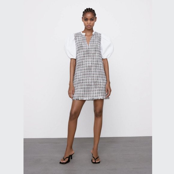 LAST ONE!!! ZARA Dress with Contrasting Balloon Sleeves - Picture 6 of 12